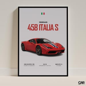 Ferrari 458 Italia S Poster - 458 Print - 458 Italia Print - Car Print - Car Wall Art - Car Poster - Boys Room Decor