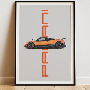 Pagani Zonda Poster - Zonda Prints - Pagani Posters - Car Prints - Car Wall Art - Car Poster - Digital Download - Boys Room Decor