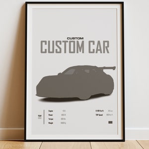 Pôster de carro personalizado - Impressões de carro personalizadas - Arte de parede de carro personalizada - Pôster de carro personalizado - Pôster de carro de corrida - Decoração personalizada de quarto de meninos