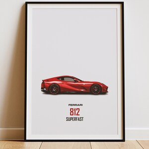 Ferrari 812 Superfast Poster - Ferrari 812 Superfast Print - Car Print - Car Wall Art - Car Poster - Boys Room Decor