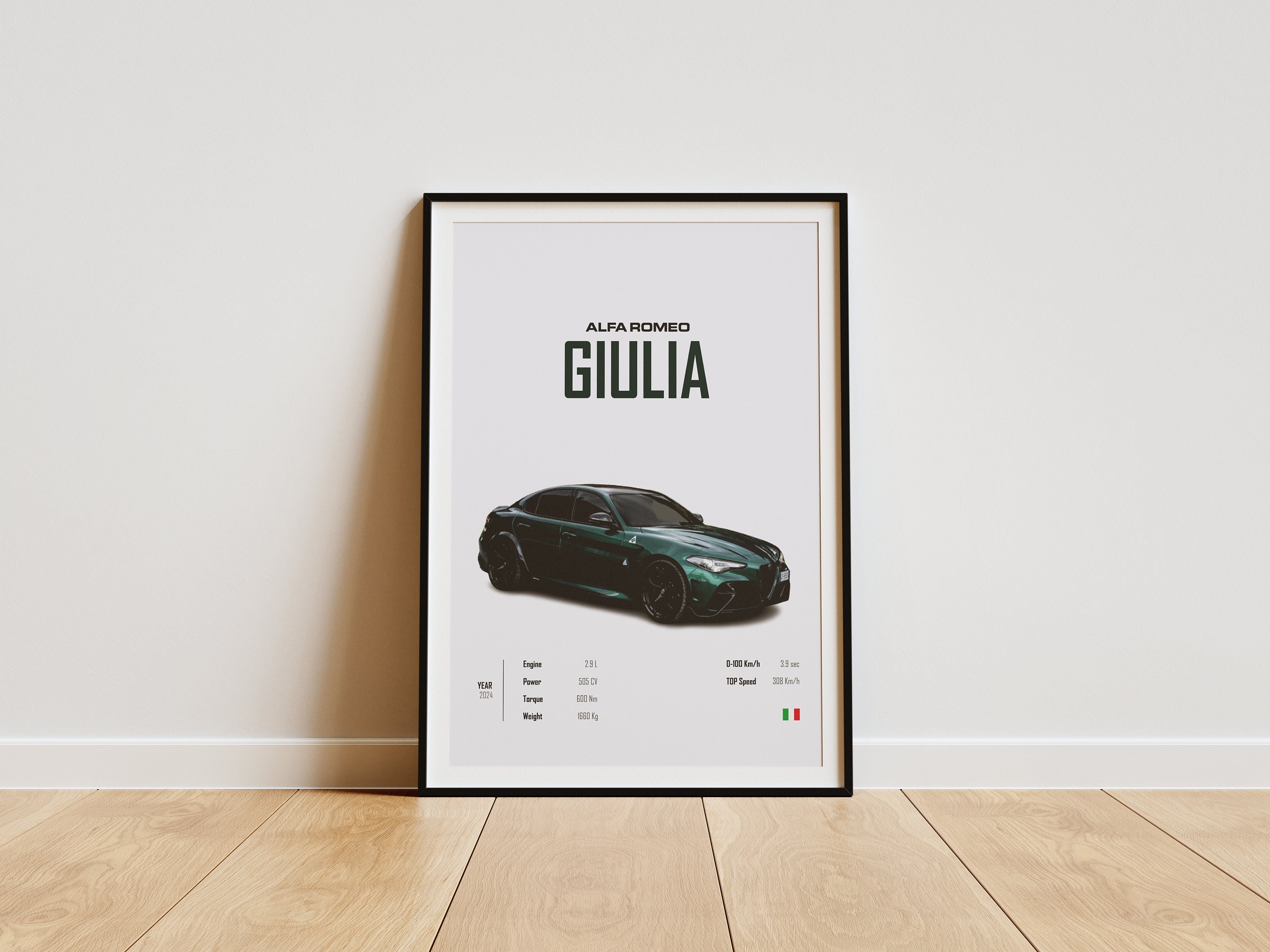 Alfa Romeo イラスト　額縁 Alfa Romeo Giulia Poster - Giulia Prints - Alfa Romeo Posters