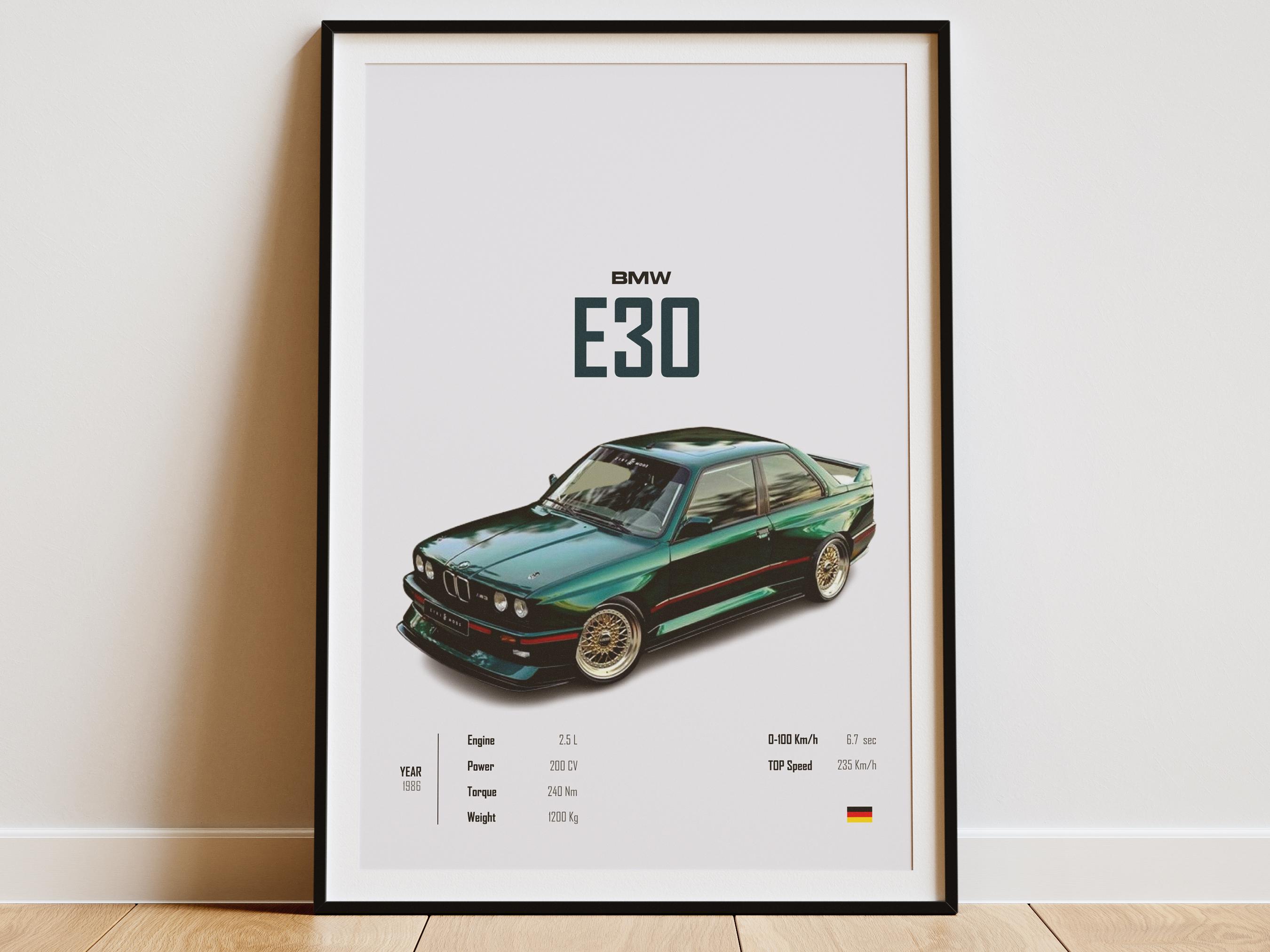 BMW E30 M3 Poster - E30 Print - Car Print - Car Wall Art - Car Poster ...