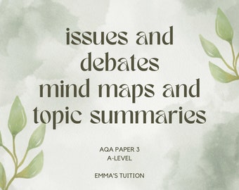 AQA Psykologi Uppsats 3 Frågor och debatter Mindmap | Studieguide för A-nivå | Omfattande repetitionsverktyg