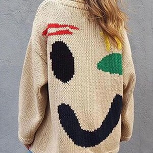 First Love Smile Face Drop Shoulder Brushed Inside T-Shirt