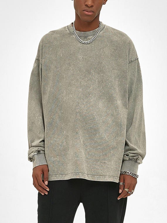 Acid Wash Oversize Long Sleeve T-shirt - 250 GSM - Etsy