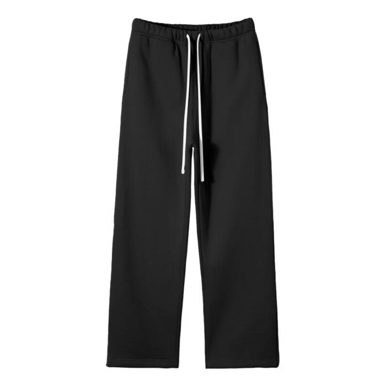 Solid Color Fleece Drawstring Waist Pants