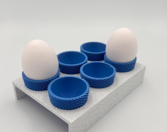 Holder with 3d printed egg cups. Stylish