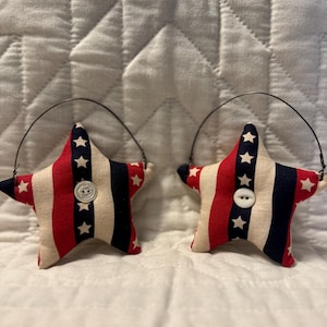 Set of 2 Americana Star Ornaments - Patriotic - Stars and Stripes - Ornies - 4th of July