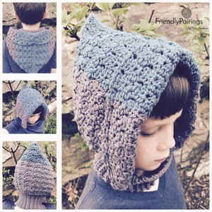 Crochet Pattern PDF - Color Blocked Hoodie Hat - 8 Sizes - Baby, Kids, Teen & Adult