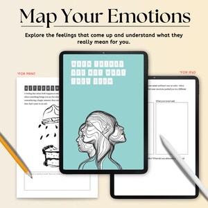 Cahier d'activités imprimable/numérique/cartographie des émotions/pas ce qu'elles semblent être/journal adultes et adolescents - Bilan pour le bien-être mental - Journal des émotions
