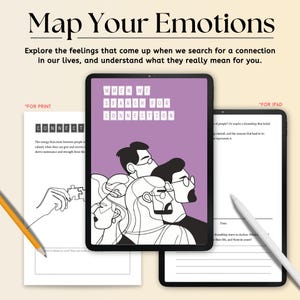 Imprimable/Numérique/Ce que nous ressentons lorsque nous recherchons une connexion/Sentiments/Journal d'activités/Cahier d'activités pour adultes et adolescents/Cartographie des émotions/Bien-être mental