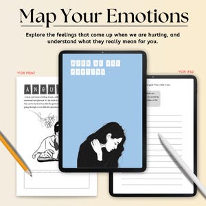 Livre d'activités imprimable/numérique/Quand nous avons mal/journal adultes et adolescents - enregistrement pour le bien-être mental/journal des sentiments/thérapie/auto/grandissement