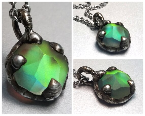 Green Glow Fantasy Jewelry Handmade Dragon Claw Necklace Elf | Etsy
