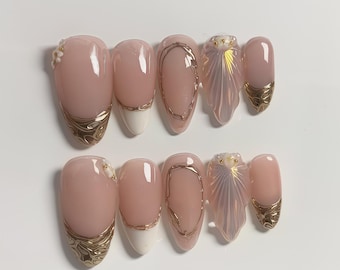 Flower nails, hand painted nail,custom press on nails,3D Nails,Gel Nails,Acrylic Nails  ,Fake nails,Nail Art,Cute nails,Girl gift,gift