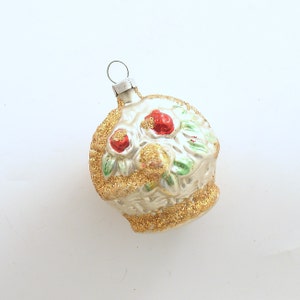 Vintage Christmas Glass Ornament Roses