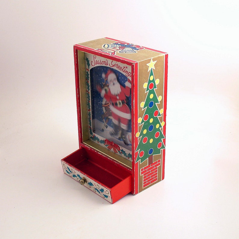 Vintage Christmas Dancing Santa Music Box Etsy