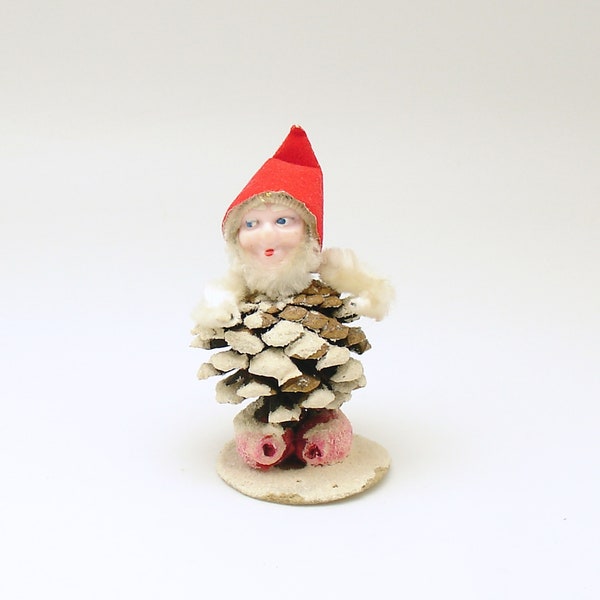 Vintage Christmas Decoration Pine Cone Elf Gnome Santa