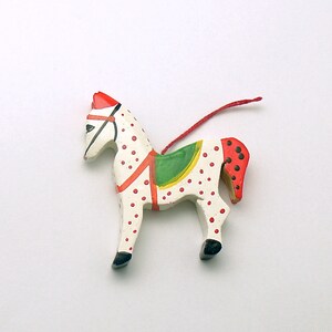 Vintage Christmas Ornament Miniature Wood Horse