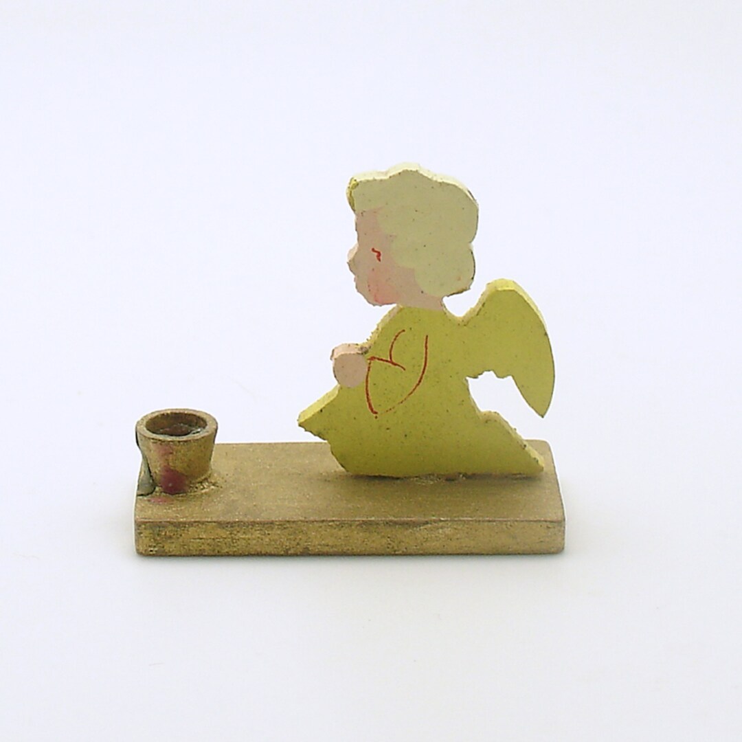 Vintage Christmas Wood Angel Candle Holder Germany Etsy