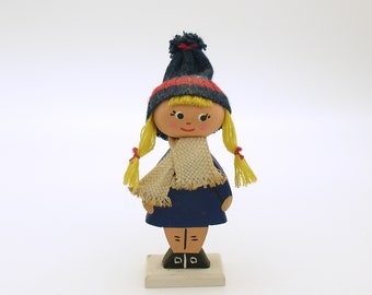 Vintage Christmas Decoration Wood Doll Sweden