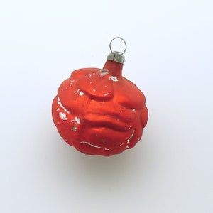 Vintage Christmas Glass Ornament Red Rose