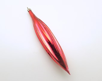Vintage Christmas Glass Ornament Red Teardrop Icicle Poland