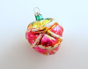 Vintage Christmas Glass Ornament Rose Czechoslovakia