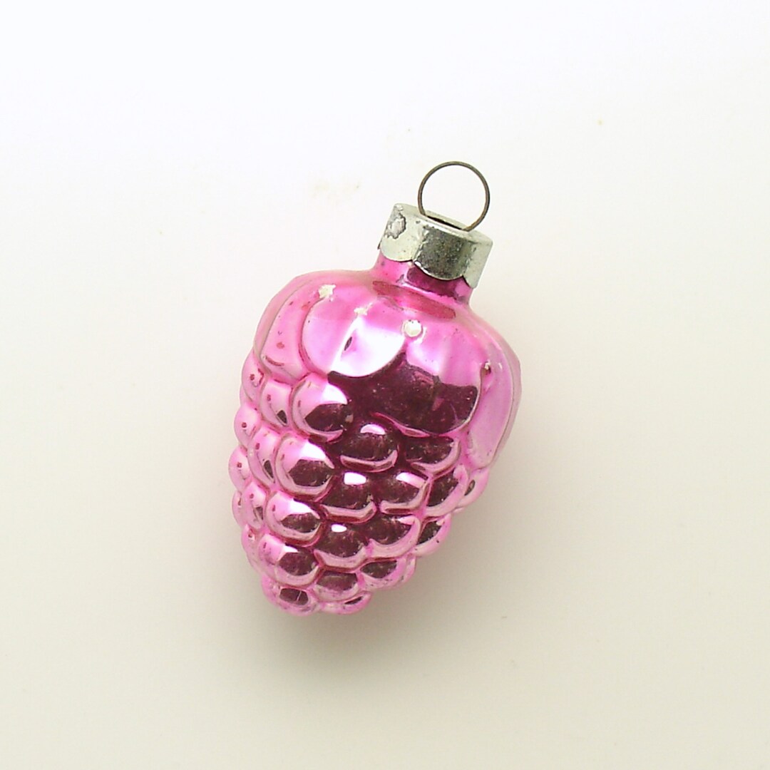 Vintage Glass Christmas Ornament Shiny Brite Pink Berry Etsy