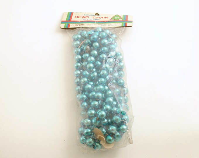Vintage Glass Bead Garland Christmas Tree Aqua Orig Pk Etsy