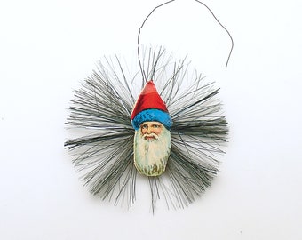 Vintage  Christmas Ornament Tinsel Scrap Santa Ornament West Germany