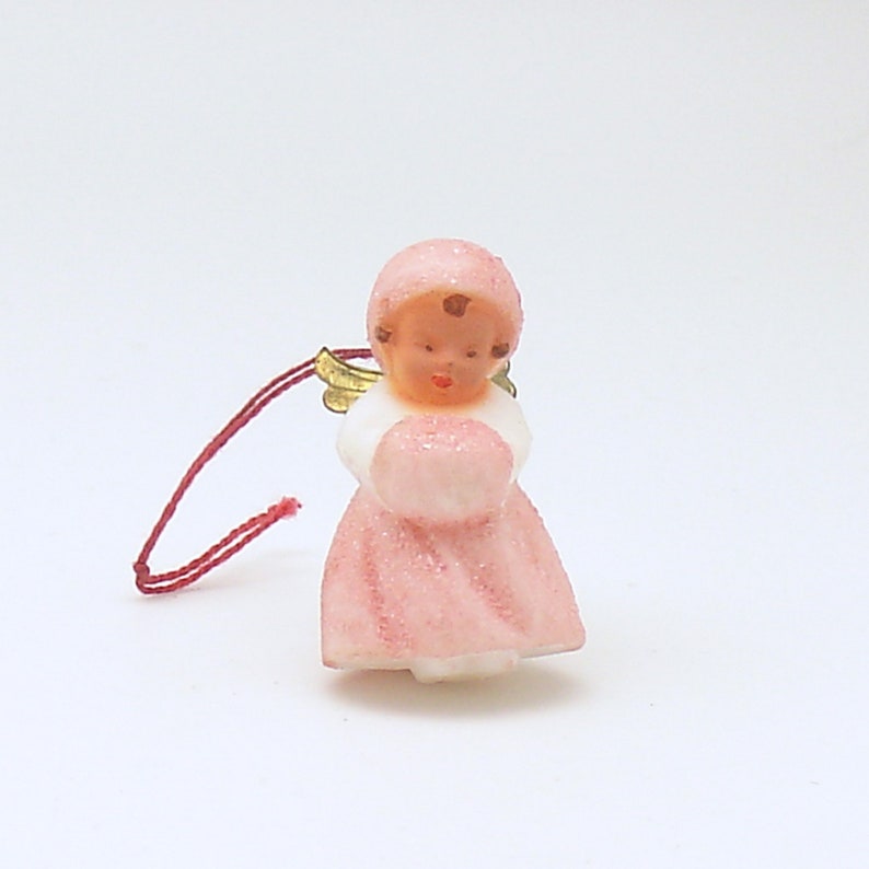 Vintage Christmas Ornament Pink Angel West Germany