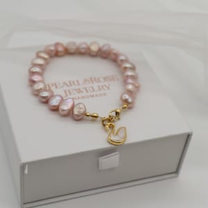 Pink Chic Real Pearl Bracelet,Pink Delicate Pearl Bracelet,Dainty Rose Pearl Bracelet, Freshwater Powder Pearl Bracelet, Charm Pearl Jewelry