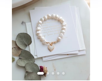 Bracciale con perle d'acqua dolce e perline, grazioso ciondolo placcato oro