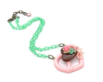 Pink Pretzel Heart Necklace