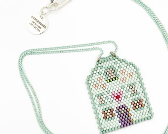 Mint Green Beaded House Necklace