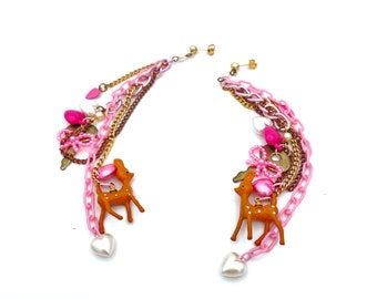 Pink Kawaii Deer Earrings