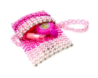 Miniature Beaded Handbag For Blythe or Fashion Doll 1/6 scale