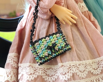 Miniature Beaded Handbag For Blythe or Fashion Doll 1/6 scale