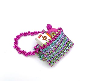 Miniature Beaded Handbag For Blythe or Fashion Doll 1/6 scale