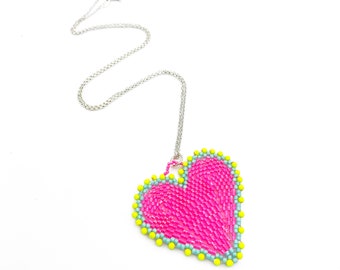 Superbright Beaded Heart Necklace