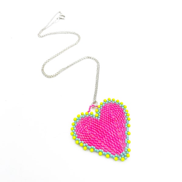 Superbright Beaded Heart Necklace