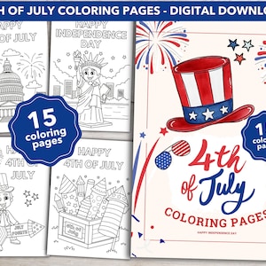 4th of July Coloring Pages | Fourth of July Activities | Independence Day Coloring Pages | Patriotic Coloring Pages Kids | Digital Download