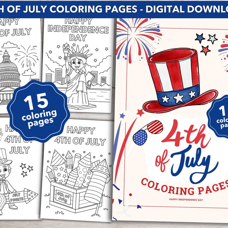 4th of July Coloring Book - Etsy