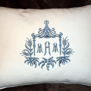 Unique Pagoda Framed Monogram Pillow 16 by 12 with or without pillow insert Great Gift Idea image 2