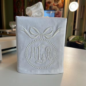 Custom Personalized Monogram  Bow with  Frame Tissue Box Cover- Always free shipping- no minimum