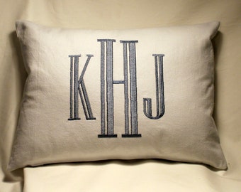 Custom Monogrammed Pillow - Engraved Face Font-  Machine Embroidered-2 sizes- New- Great Gift Idea- Always Free Shipping