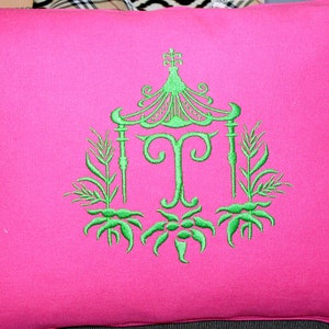 Unique Pagoda Framed Monogram Pillow 16 by 12 with or without pillow insert Great Gift Idea image 6