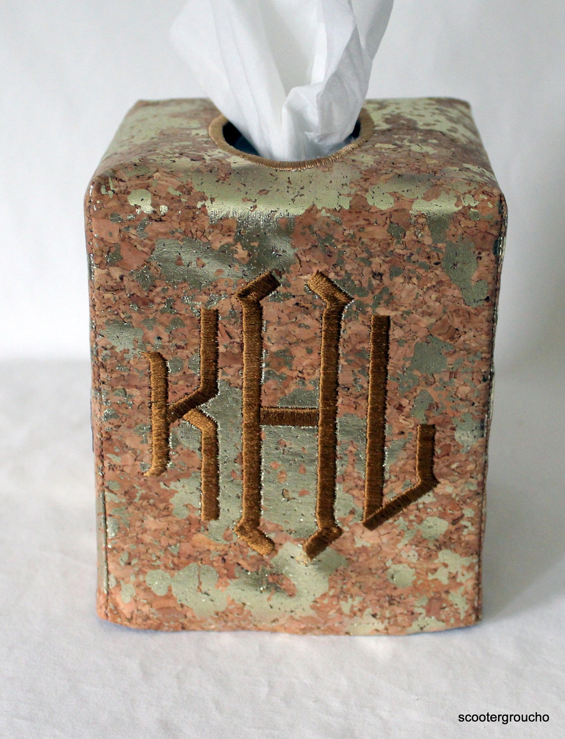 Custom Personalized Monogram Cork Tissue Box Cover Always Etsy