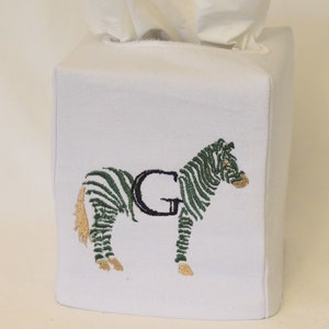 Custom Monogram Chinoiserie Zebra Tissue Box Cover- Always free shipping- no minimum- Great Gift
