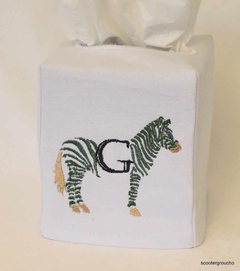 Custom Monogram Chinoiserie Zebra Tissue Box Cover Always free shipping no minimum Great Gift Bild 1